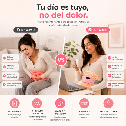 Cinturón Térmico Inteligente – Calor y Masaje para Cólicos, Espalda y Abdomen