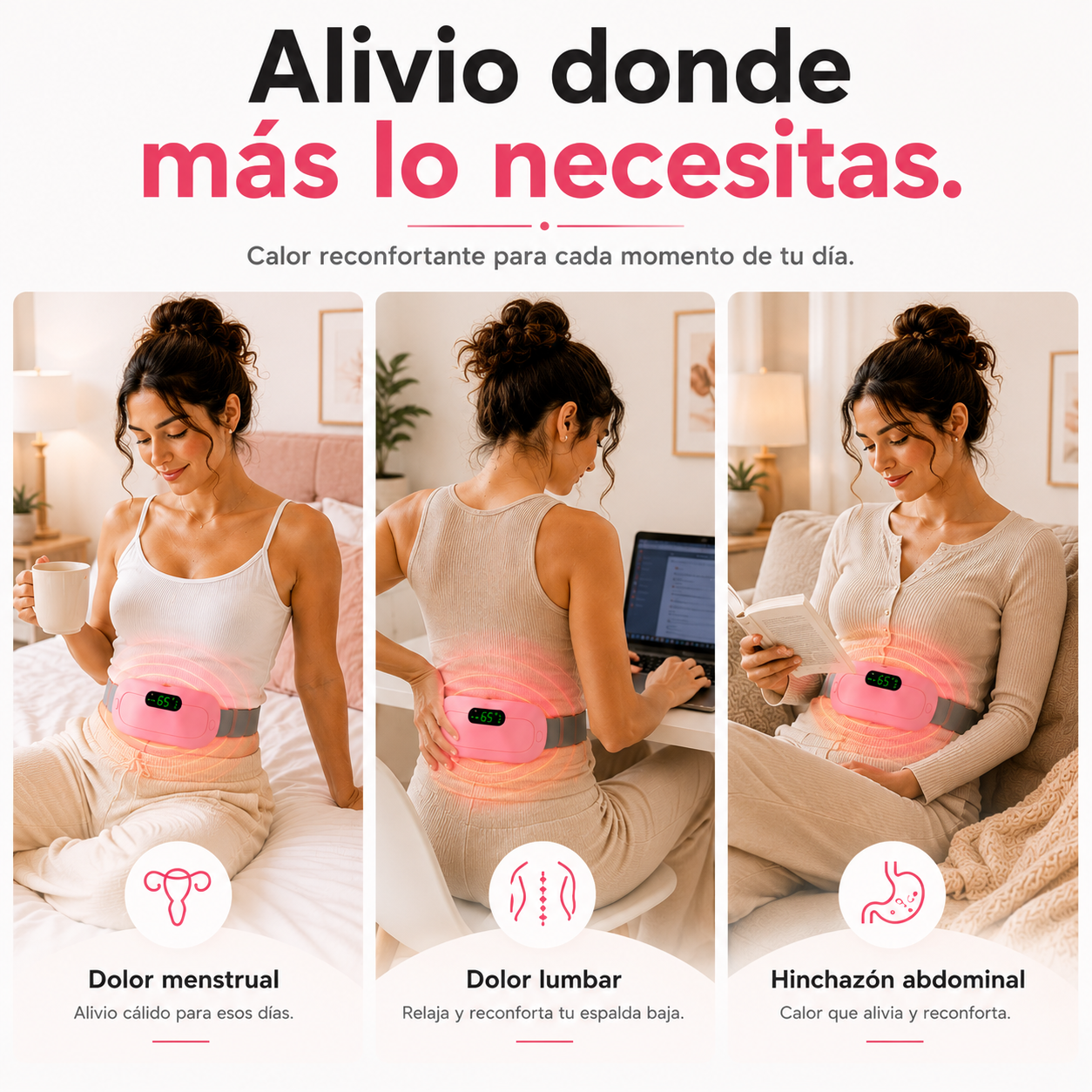 Cinturón Térmico Inteligente – Calor y Masaje para Cólicos, Espalda y Abdomen